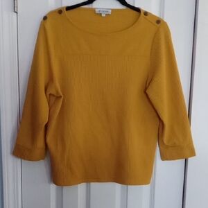 Yellow Ribbed Sweater with Button Details